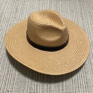 Madewell wide brim straw fedora hat